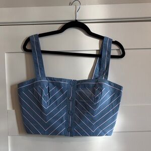 Veronica Beard Blue Striped Tank Top